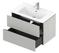 Duravit Meuble sous-vasque suspendu L‑Cube LC624100707 – 82×48 cm, 2 tiroirs, gris béton mat