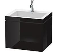Duravit Meuble sous lavabo L-Cube LC6916O4040 c-bonded 60 x 48 cm vasque 1 tiroir noir brillant