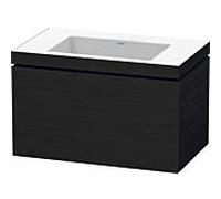L-Cube Duravit vasque LC6917N1616 80 x 48 cm, sans trou pour robinetterie, chêne noir, coulissant 2000