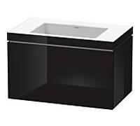 L-Cube Duravit vasque LC6917N4040 80 x 48 cm, sans trou pour robinet, noir brillant, coulissant 2000