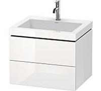 L-Cube Duravit vasque LC6926N8585 60 x 48 cm, sans trou pour robinetterie, blanc brillant, 2 tiroirs