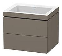 L-Cube Duravit vasque LC6926N9090 60 x 48 cm, sans trou pour robinet, finition gris flanelle satiné, 2 tiroirs