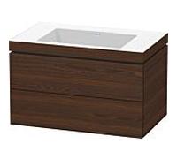 L-Cube Duravit vasque LC6927N6969 80 x 48 cm, sans trou pour robinet, noyer brossé, 2 tiroirs