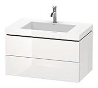 Duravit Meuble vasque L-Cube LC6927N7171 80×48 cm sans trou, chêne méditerranéen, 2 tiroirs