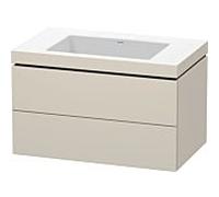 Duravit Vasque L-Cube LC6927N9191 80 x 48 cm sans trou pour robinetterie taupe mat 2 tiroirs