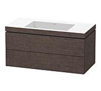 Duravit Meuble vasque L-Cube LC6928N7272 100 x 48 cm sans trou robinet chêne foncé brossé 2 tiroirs