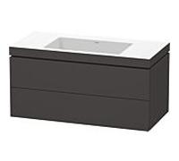 L-Cube Duravit vasque LC6928N8080 100 x 48 cm, sans trou pour robinet, graphite super mat, 2 tiroirs