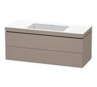 L-Cube Duravit vasque LC6929N4343 120 x 48 cm, sans trou pour robinet, basalte mat, 2 tiroirs