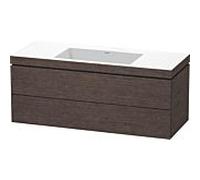 Duravit L-Cube c-bonded Ensemble suspendu, 2 tiroirs, sans trop-plein, sans trou pour robinetterie, 1200x500x480mm, LC6929N7272, Couleur: placage en chêne véritable brossé foncé