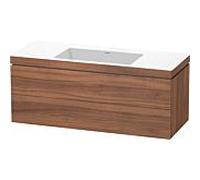 L-Cube Duravit vasque LC6929N7979 120 x 48 cm, sans trou pour robinet, noyer naturel, 2 tiroirs