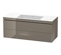 Duravit - Vasque L-Cube LC6929N8989 120x48 cm - Sans trou - Gris flanelle brillant - 2 tiroirs