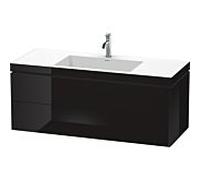 Duravit Meuble avec vasque L-Cube LC6929O4040 120 x 48 cm 2 tiroirs Noir brillant