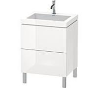 L-Cube Duravit vasque LC6936N1818 60 x 48 cm, sans trou pour robinetterie, blanc mat, 2 coulissants, au sol