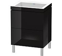 L-Cube Duravit vasque LC6936N4040 60 x 48 cm, sans trou pour robinet, noir brillant, 2 coulissants, au sol