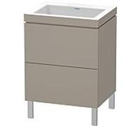 L-Cube Duravit vasque LC6936N4343 60 x 48 cm, sans trou pour robinet, basalte mat, 2 coulissants, au sol