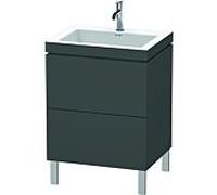 L-Cube Duravit vasque LC6936O4949 60 x48 cm, 2000 , graphite mat, 2 coulissants, au sol