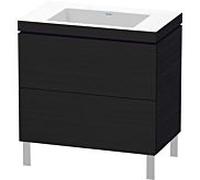 L-Cube Duravit vasque LC6937N1616 80 x 48 cm, sans trou pour robinet, chêne noir, 2 coulissants, au sol