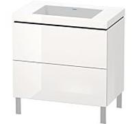 L-Cube Duravit vasque LC6937N2222 80 x 48 cm, sans trou pour robinetterie, blanc brillant, 2 coulissants, au sol