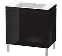 L-Cube Duravit vasque LC6937N4040 80 x 48 cm, sans trou pour robinet, noir brillant, 2 coulissants, au sol