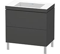 L-Cube Duravit vasque LC6937N4949 80 x 48 cm, sans trou pour robinet, graphite mat, 2 coulissants, au sol