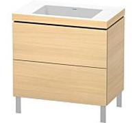 L-Cube Duravit vasque LC6937N7171 80 x 48 cm, sans trou pour robinet, chêne méditerranéen, 2 coulissants, au sol