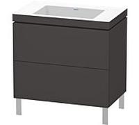 L-Cube Duravit vasque LC6937N8080 80 x 48 cm, sans trou pour robinet, graphite super mat, 2 coulissants, au sol