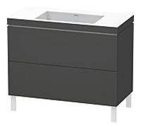 L-Cube Duravit vasque LC6938N4949 100 x 48 cm, sans trou pour robinet, graphite mat, 2 coulissants, au sol