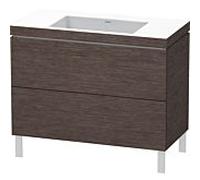 Duravit Vasque L-Cube LC6938N7272 100×48 cm sans trou chêne foncé brossé 2 coulissants sur pied