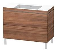 L-Cube Duravit vasque LC6938N7979 100 x 48 cm, sans trou pour robinet, noyer naturel, 2 coulissants, au sol