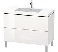 L-Cube Duravit vasque LC6938N8585 100 x 48 cm, sans trou pour robinetterie, blanc brillant, 2 coulissants, au sol