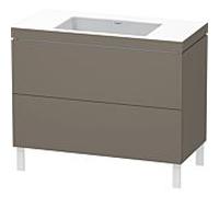 L-Cube Duravit vasque LC6938N9090 100 x 48 cm, sans trou pour robinet, flanelle gris soie mat, 2 coulissants, au sol