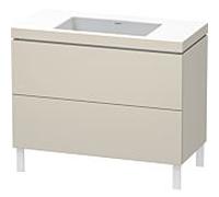 L-Cube Duravit vasque LC6938N9191 100 x 48 cm, sans trou pour robinetterie, taupe mat, 2 coulissants, au sol