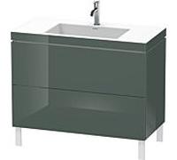 L-Cube Duravit vasque LC6938O3838 100 x 48 cm, 2000 , gris dolomiti brillant, 2 coulissants, au sol