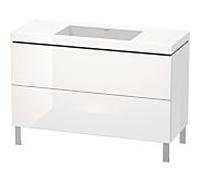 L-Cube Duravit vasque LC6939N2222 120 x 48 cm, sans trou pour robinet, blanc brillant, 2 coulissants, au sol