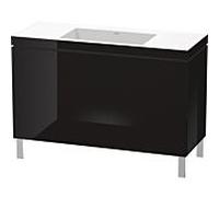 L-Cube Duravit vasque LC6939N4040 120 x 48 cm, sans trou pour robinet, noir brillant, 2 coulissants, au sol