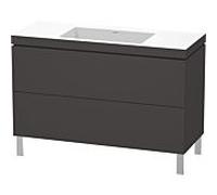 L-Cube Duravit vasque LC6939N8080 120 x 48 cm, sans trou pour robinet, graphite super mat, 2 coulissants, au sol