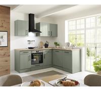 L Cuisine à Encastrer Angle Campagne Vert Anton 220 CM Sans Frigo respekta