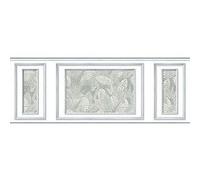 L? d?coratif unique en papier peint intiss?, immitation soubassement boiseries, papier intiss?, motif feuille tropicale sur fond vert , 75 cm X 200 cm