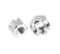 l’écouteur à six coins, 304 Stainless Steel Hexagon Slotted Thin Nuts Silver M8-M20(M10-7pcs)