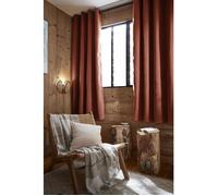 L’EFFET PAPILLON - Lot de 2 rideaux occultants Bjorn terracotta doublés polaire 140 x 180 cm