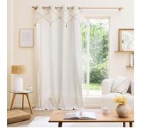 L’EFFET PAPILLON Rideau Œillets Lacia 140 x 240 cm Beige - Poly-coton, jute & pompons, tamisant, bohème