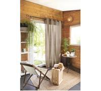 L’EFFET PAPILLON Rideau KALA 100% coton prélavé Ficelle 140 x 260 cm - Tamisant, œillets argent