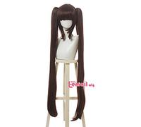 L-email wig Game Nekopara Cosplay Wigs Chocolate and Vanilla Cosplay Wig Long Ponytails Halloween Heat Resistant Synthetic Hair 110cm Dark Brown