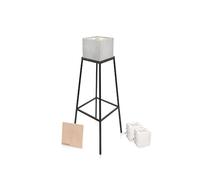 L’Ensemble Complet:Bougie en béton à mèche permanente, du Support Correspondant et de 20 plaques de Cire de Rechange. Dimensions de Bougie en béton 17x17x17cm, Torche de Jardin Rechargeable