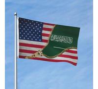 L’Extérieur Drapeaux Bannières Fermeture Éclair Américaine Arabie Saoudite Drapeau Personnalisé Résistant À La Décoloration Uv Drapeau De Jardin Pour Cadeau De Noë, Cadeau D'Anniversaire, 3X5 Ft