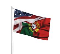 L’Extérieur Drapeaux Personnalisé 90X150Cm Américain Et Portugais Pirate Drapeau Résistant À La Décoloration Uv Bannière De Jardin Pour Décoration D'Halloween, Cadeau D'Anniversaire, Jardin