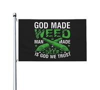 L’Extérieur Pirate Drapeaux 90X150Cm L'Herbe Créée Par Dieu, La Bière Fabriquée Par L'Homme, C'Est Dieu En Qui Nous Avons Confiance Drapeaux Individualité Drapeau Personnalisé Pour Jardin