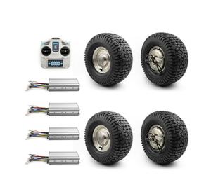 L-faster Moto à essieu Simple 4x4 13 Pouces VTT Tout-Terrain Chariot à Main Moteur sans balais à Engrenages 500W Roue Large avec kit de contrôleur (ESC big kit, 24V)