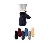 (L for EU Size 43-45,Black)1 Pair Woven And Velvet Indoor Socks Slippers, Indoor Floor Non-slip Thermal Socks, Bye To Numbness, Swellin