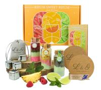 L&G - Coffret Rhum Arrangé “Rhum Sweet Rhum” | Kit Fabrication Rhum Maison avec Épices Naturelles | 3 Fioles Saveurs Exotiques + Glaçons + Dessous de Verre | Idée Cadeau Noël ou Secret Santa